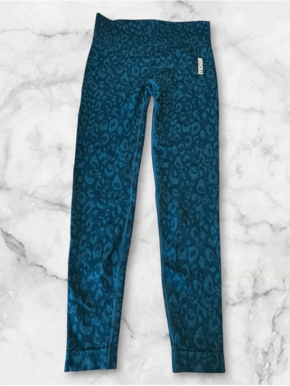 Gymshark Adapt Animal Seamless Leggings in teal/blue animal print